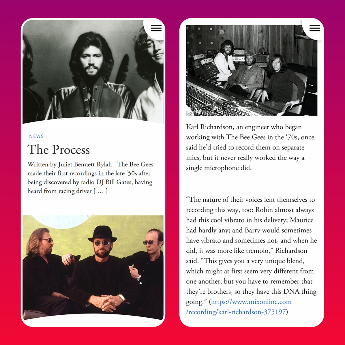 bee gees official website design - Archive