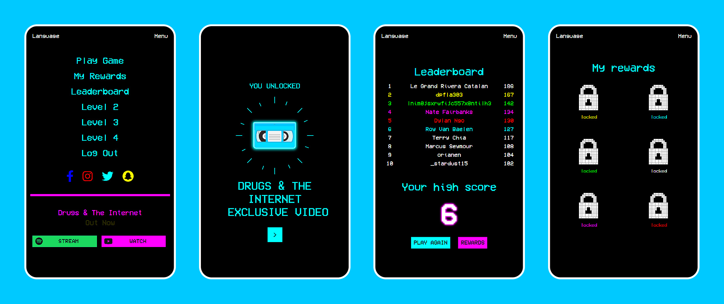 Lauv - Game design & development - Menu