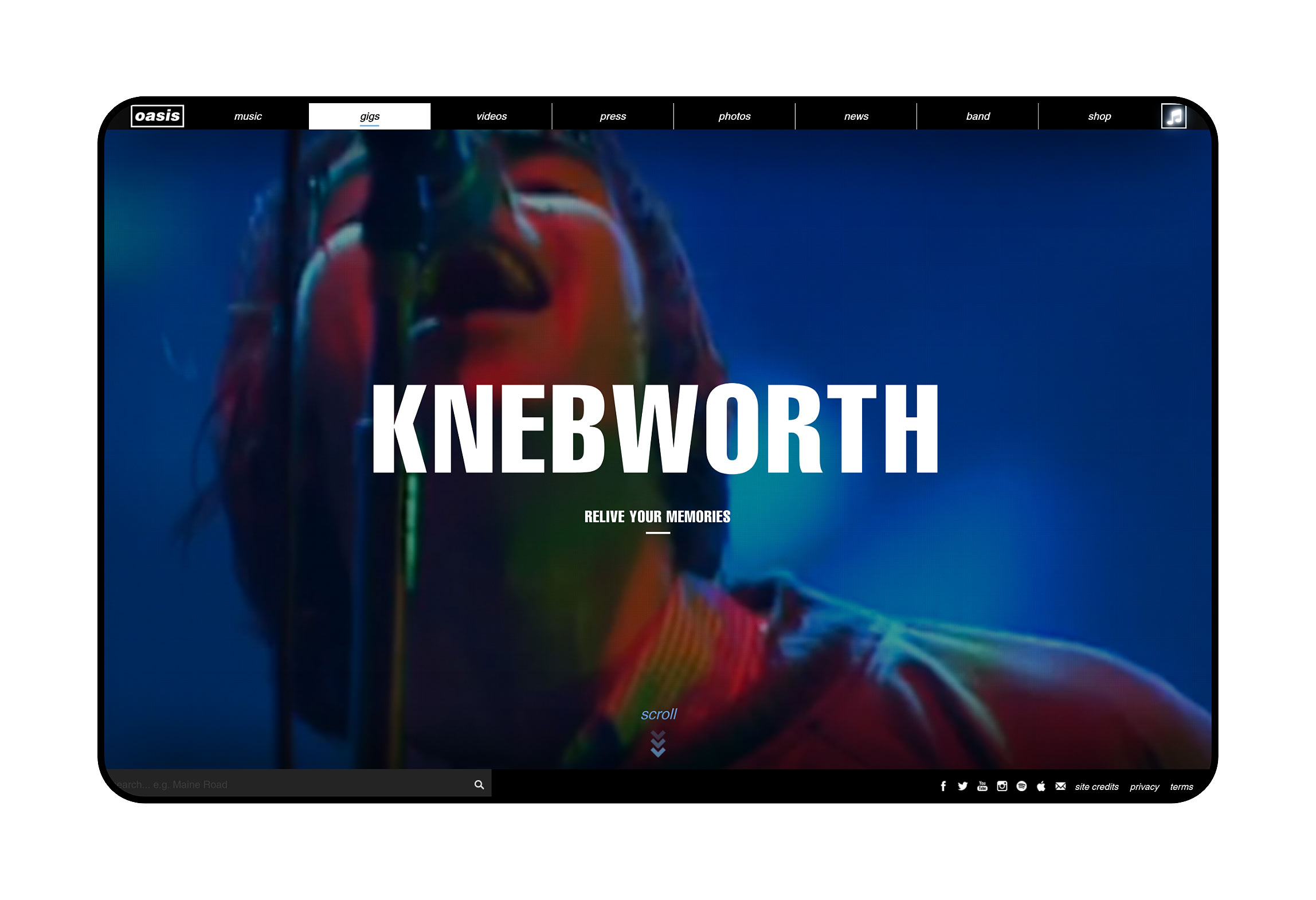 Band website designers showcasing album discography with artwork and a structured digital archive