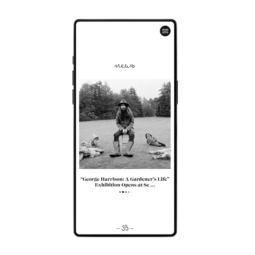 Music Website Layout Featuring George Harrison’s Albums and Archive