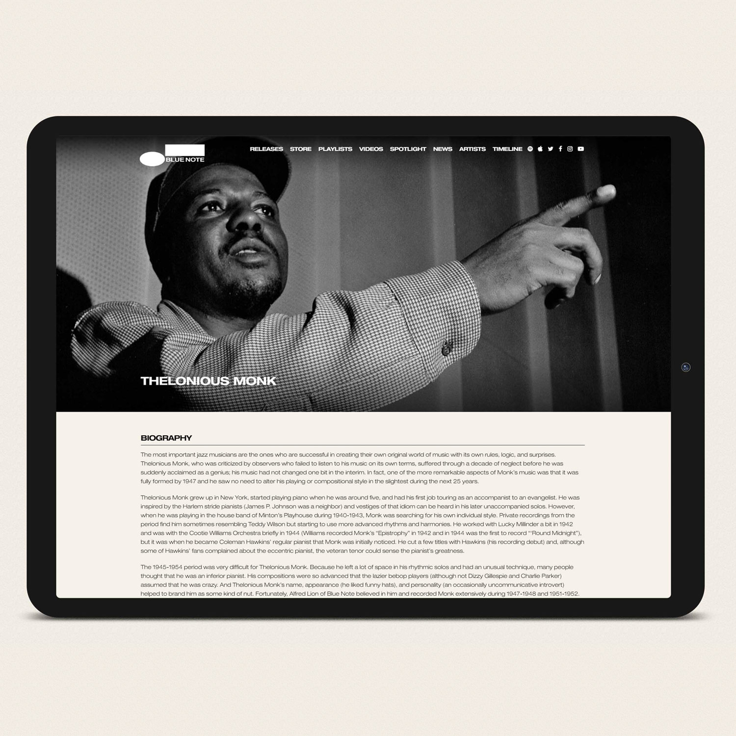 blue note official website design - Artists