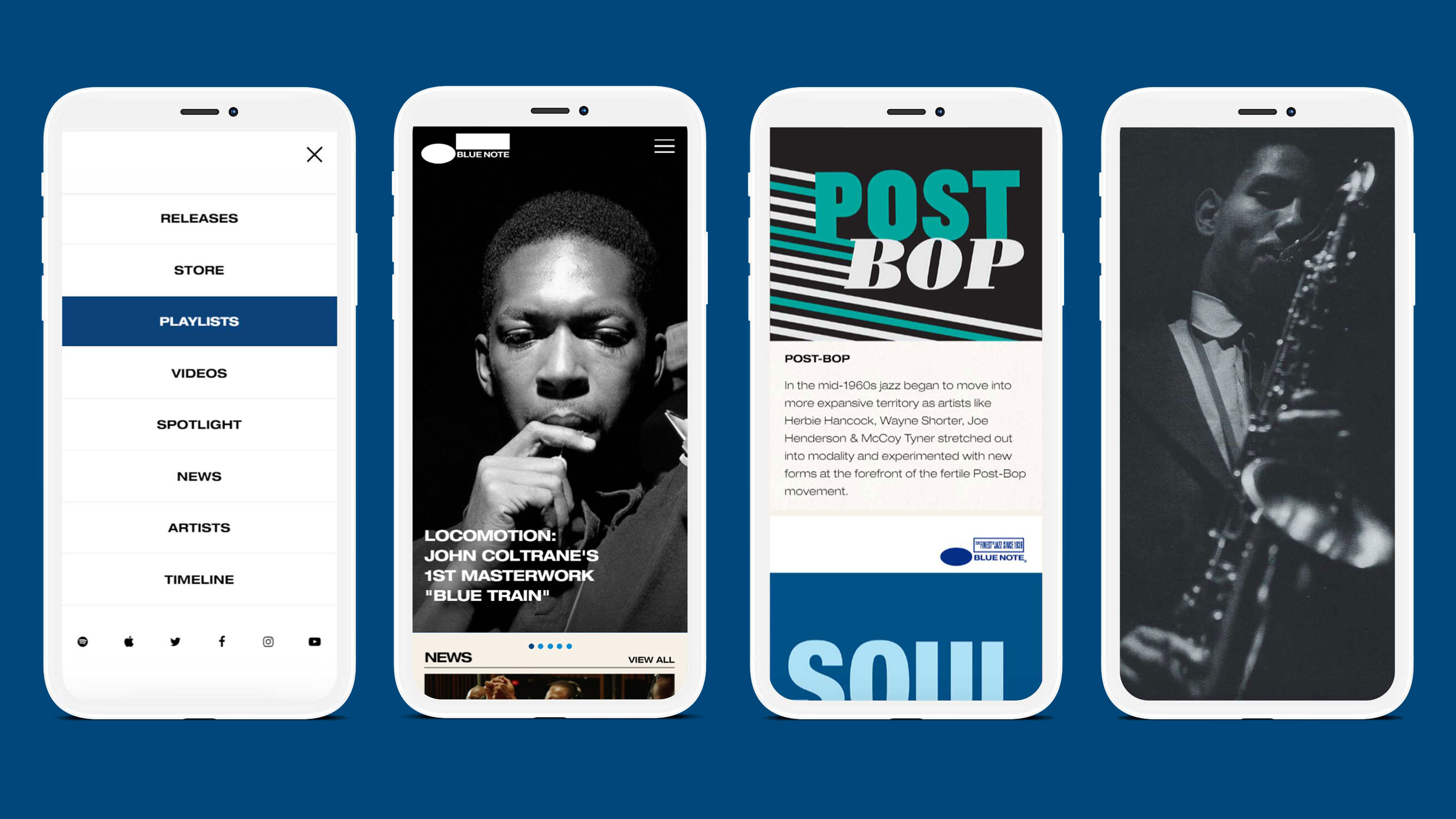 blue note official website design - mobile screenshots