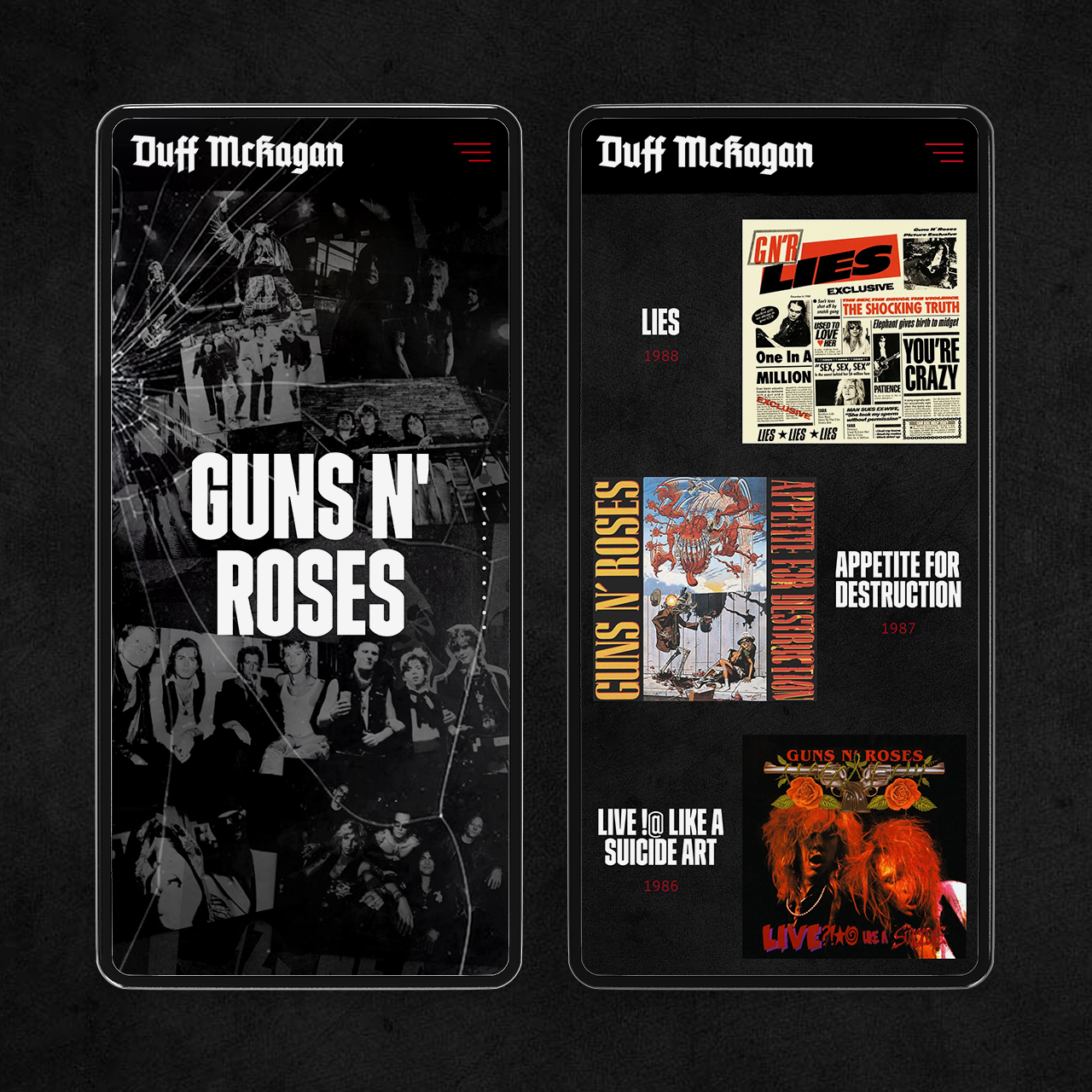 Responsive website for Duff McKagan created by music website developers